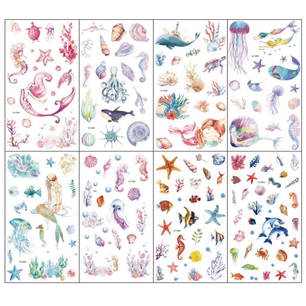 8 Sheet Rub on Transfers for Crafts Furniture Marine Animal Colourful