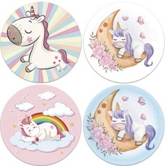 Cartoon Unicorn Stickers 1 Roll / 500 pcs 1” 1 Inch/ 2.5 cm Brand New
