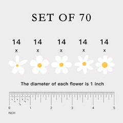 Set of 70, Little Daisies Stickers, Cute Flower Stickers, Laptop Stickers, Water