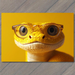 STICKER Stylish Snake Colorful Scene with Glasses Fashion Look Year Funny