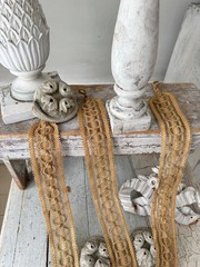 25×3 Antique French Gold Silk Passementerie Trim Tieback c1900 Ornate Handwoven