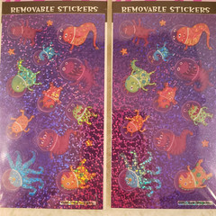 Two NIP Vintage 90s Glitter Space Alien Sticker Sheets – Cute Monsters by Gibson