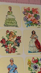 Vintage Stickers Drawing Board DBGCI Flower Bouquets Dolls Girls Gowns READ