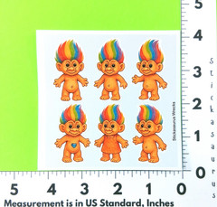 Vintage Style Trolls Colorful Hair Sticker Sheet