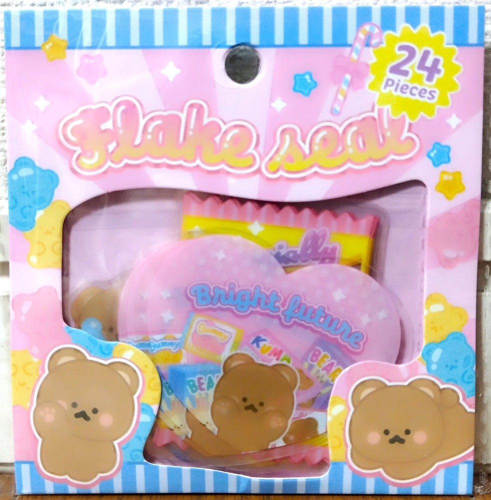 Kawaii Animal Bear PET Flake Sticker 24 Sweets Cake Gummy Baby Kid Synapse JAPAN