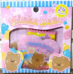 Kawaii Animal Bear PET Flake Sticker 24 Sweets Cake Gummy Baby Kid Synapse JAPAN