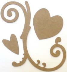 {3} *FLOURiSH w/ HEART* Bare Chipboard Die Cuts 4 7/16″