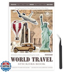 Bomichi Travel Sticker Book, 32 Sheets 377 Pcs Vintage Aesthetics Stickers an