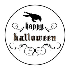 30 1.5″ HAPPY HALLOWEEN CROW ROUND ENVELOP SEALS STICKERS FAVOR LABELS