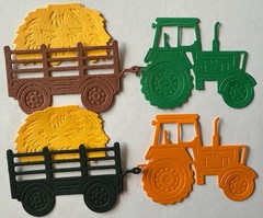 ON THE FARM Die-Cut Embellishments(6pc)Tractor•Hay Bale•Trailer•Card Making•