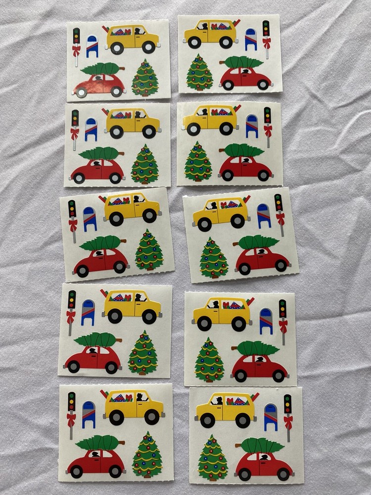 Mrs. Grossman’s Sticker Lot Christmas Tree Car Vintage 1996 10 Mods Sheet
