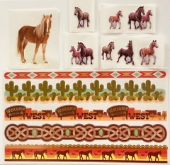 Mxd Horse Wild Wild West Cowboy Themed Lot Stickers + Puffy Sticker + Borders
