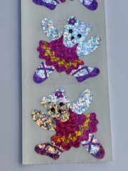 Hambly Prismatic/glitter BALLERINA dancing teddy bear stickers, unused