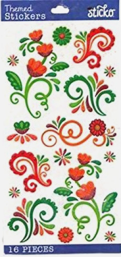 Swirl Flourish Red Green Orange Swirls Flourishes Flower Floral Sticko Stickers