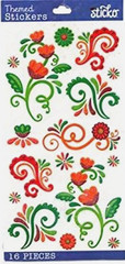 Swirl Flourish Red Green Orange Swirls Flourishes Flower Floral Sticko Stickers