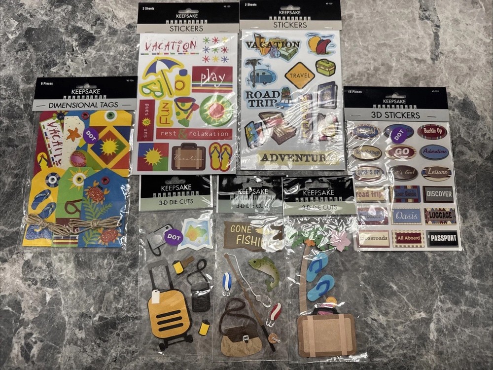 Keepsake Essentials Lot of 7 Sheets Vacation Creativity Inc Stickers Scrapbook