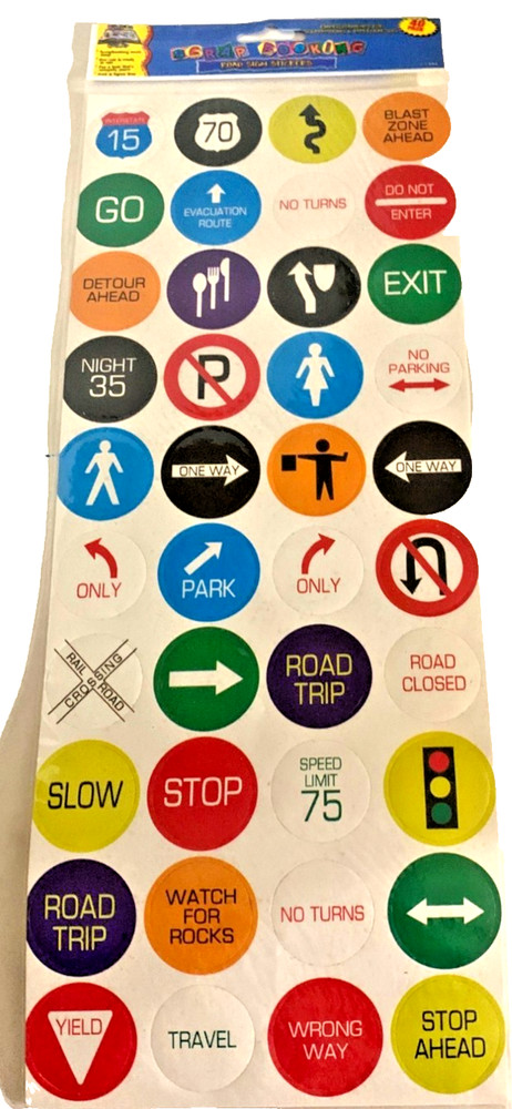 Scrap Booking Road Sign Stickers 40-Pack