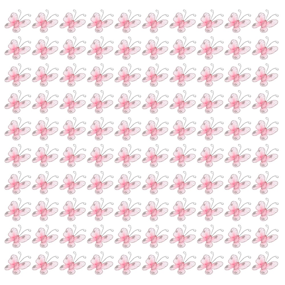 100Pcs Butterflies for Crafts, 1″ Organza Butterflies, Light Pink