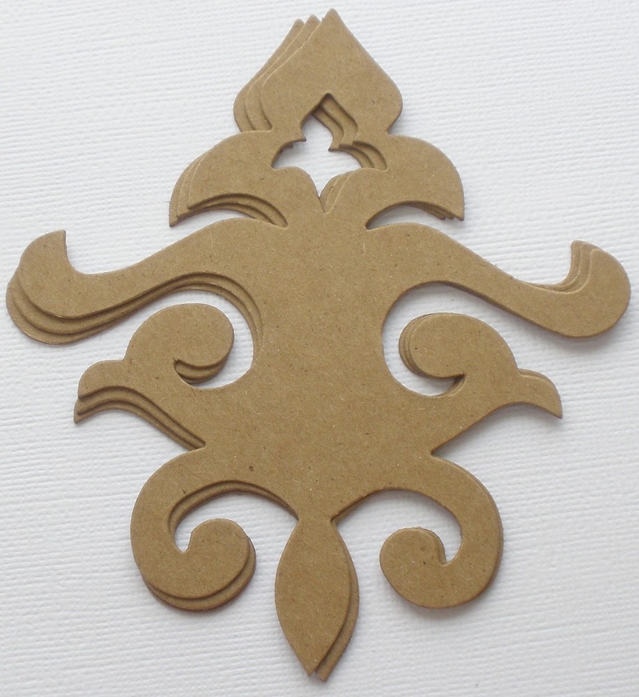 (4) DECORATiVE ACCENT -Style 3- Flourish Scroll Chipboard Die Cuts – 4 1/2″ x 5″