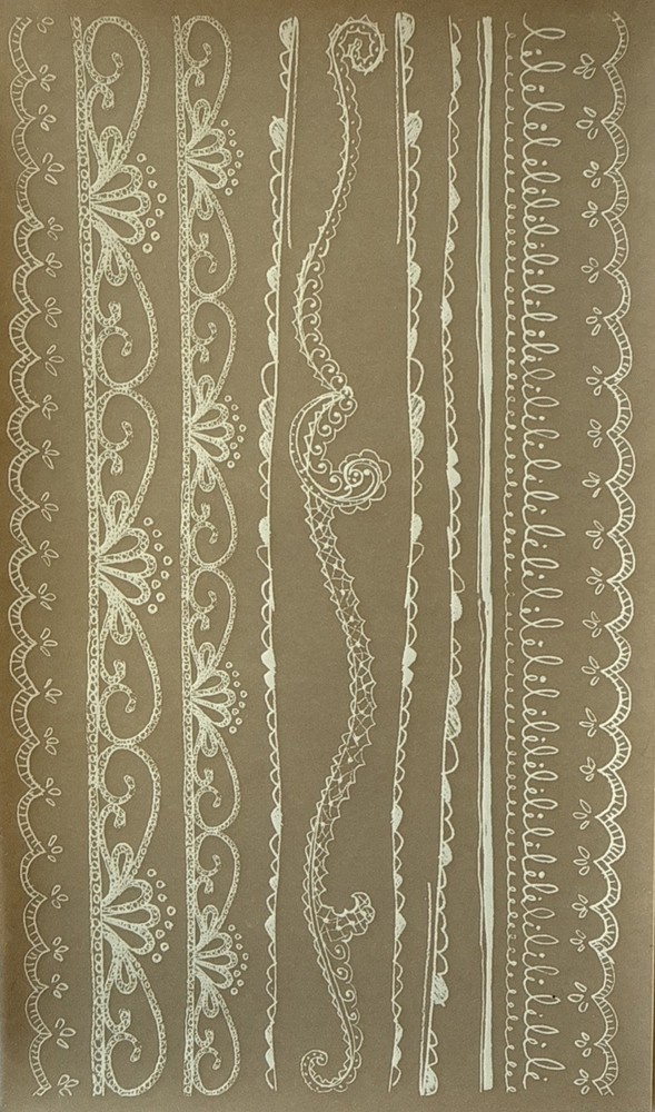 WHITE LACE BORDER Rub-On Transfers(4-1/2”x 7-3/4”)Title •Header•Card Making•