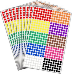 6000 Pack 1/4″ Small Colored Dot Stickers Round Labels – 10 Colors
