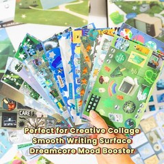 Dreamcore Aesthetic Sticker Book, 72 Sheets with Mixed Materials, Writable Pa…