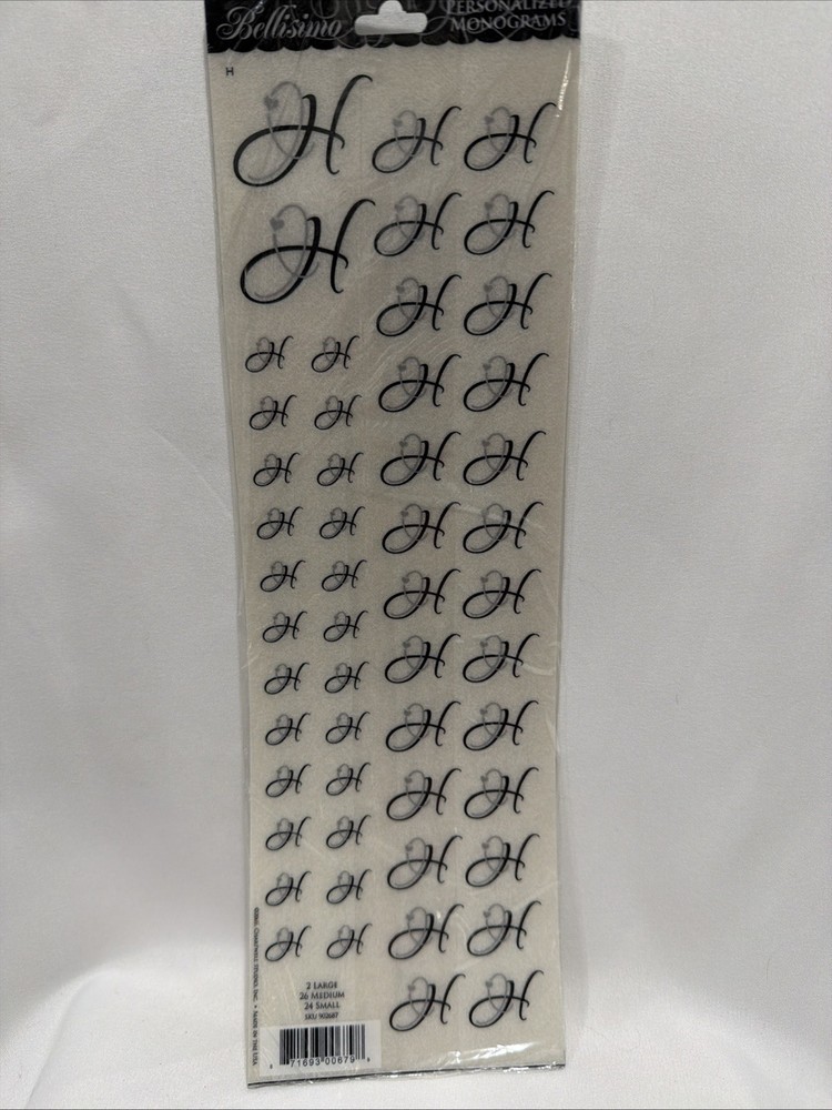 Bellisimo Personalized Monogram Stickers “H” Showers Wedding Marriage Party