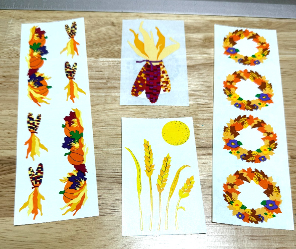 Mrs Grossman’s Vintage Fall Stickers Corn Wheat Wreaths Harvest