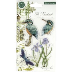 New Craft Consortium Rubber Stamp set RIVERBANK KINGFISHER BIRDS free USA ship