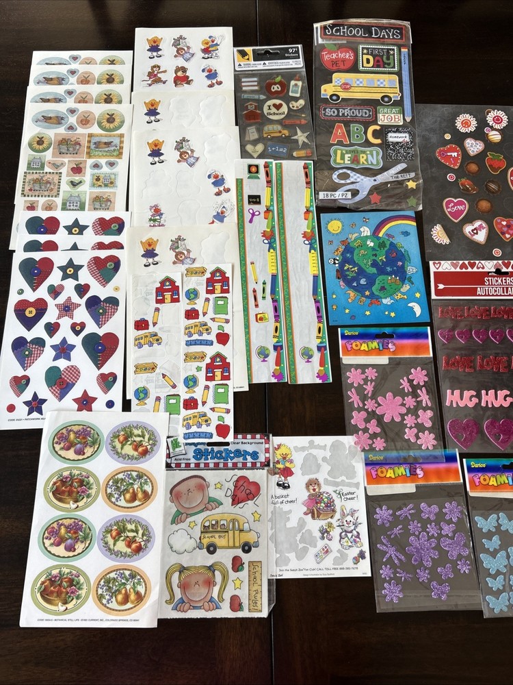 Vintage Stickers Lot Full & Partial Sheets Suzy’s Zoo School Country Foamies