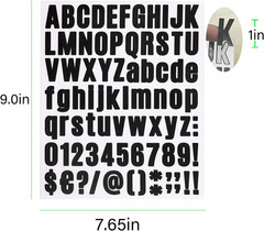 10 Sheets Letter Number Stickers, 1 Inch Vinyl Self-Adhesive Alphabet Sticker…