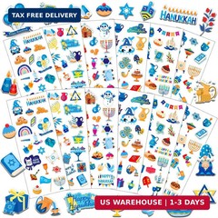UPINS Happy Hanukkah Stickers, Foam 3D Puffy Stickers Dreidels Menorah Candles C