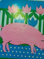 vintage 80’s illuminations animal parade pig sticker module *restored* *damaged*