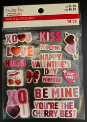 RECOLLECTIONS VALENTINE’S DAY PHRASES STACKED DIMENSIONAL STICKERS 14PC ROMANCE