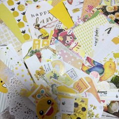 Junk Journal Paper Scrap Pack Kit 100 Pieces Yellow Theme Ephemera Planner Decor