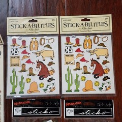 Lot Of 5 Packs of Western Cowboy Texas Scrapbook Stickers Stick-a-bilities