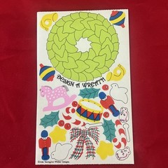 Vtg RARE Maxi Activity Sheet Stickers Sandylion Design A Wreath Christmas 1984