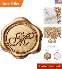 Initial Alphabet M Adhesive Wax Seal Stickers, 50 Pack Letter Envelope Seals,…