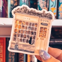 Book Shop Window with Black Cat Sticker – Vinyl