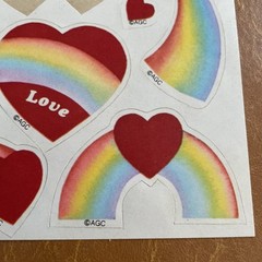 Vintage 80s AMERICAN GREETINGS CORP Sticker Sheet Cute Rainbow Heart Love Cute
