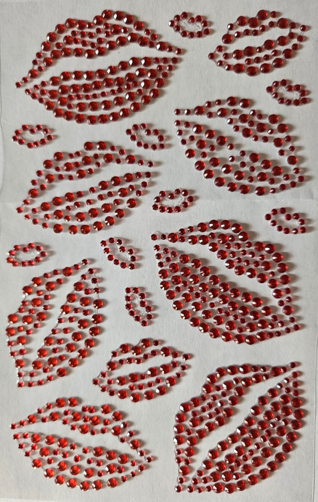 CraftbuddyUS Asst 18 RED LIPS Self Adhesive Rhinestone Gems Craft, DIY
