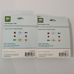 Making Memories Panorama Brads 2 Pack, 108 Pc Each, 9 Brad Styles Airplane Arrow