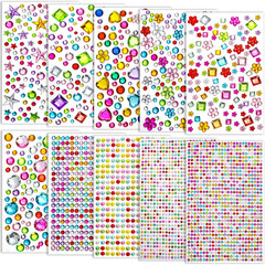 3500 Pcs Gems for Kids Crafts, 10 Sheets Self Adhesive Jewels Stickers, Multi Co