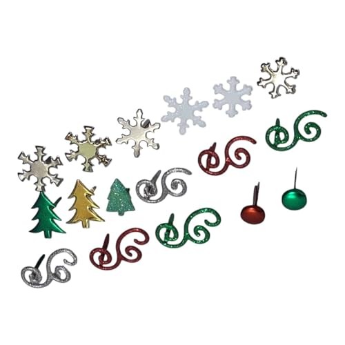 Christmas Brads Set, 212 PCS Metal Paper Fasteners, 8 Holiday Shapes & 16