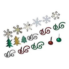Christmas Brads Set, 212 PCS Metal Paper Fasteners, 8 Holiday Shapes & 16