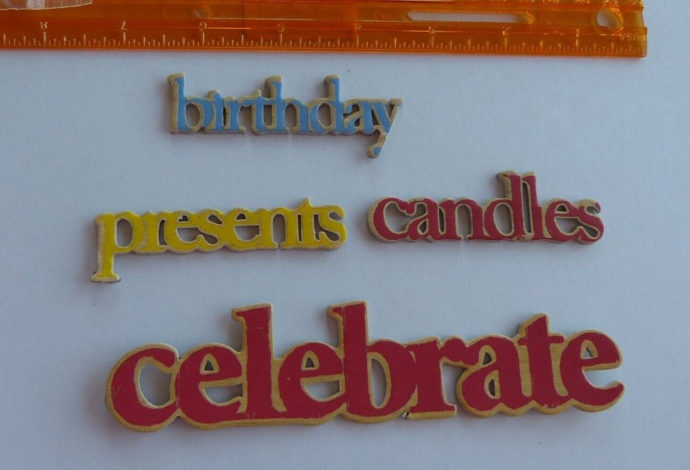Li’l Davis Designs Vintage Words: birthday presents candles celebrate NEW