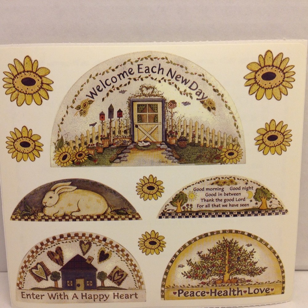 Grateful Peace Health LOVE Welcome Each Day SCRAPBOOK Stickers Sunflower Garden