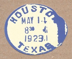 Houston Texas Postmark Sticker Vintage 1923 Die Cut Souvenir