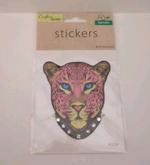 (3) Crafters Square Stickers Embossed Leopard / Tiger / Bear Dimensional Raised