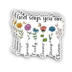 (3Pcs) God Says You are Unique Special Lovely Sticker Inspirational Christian